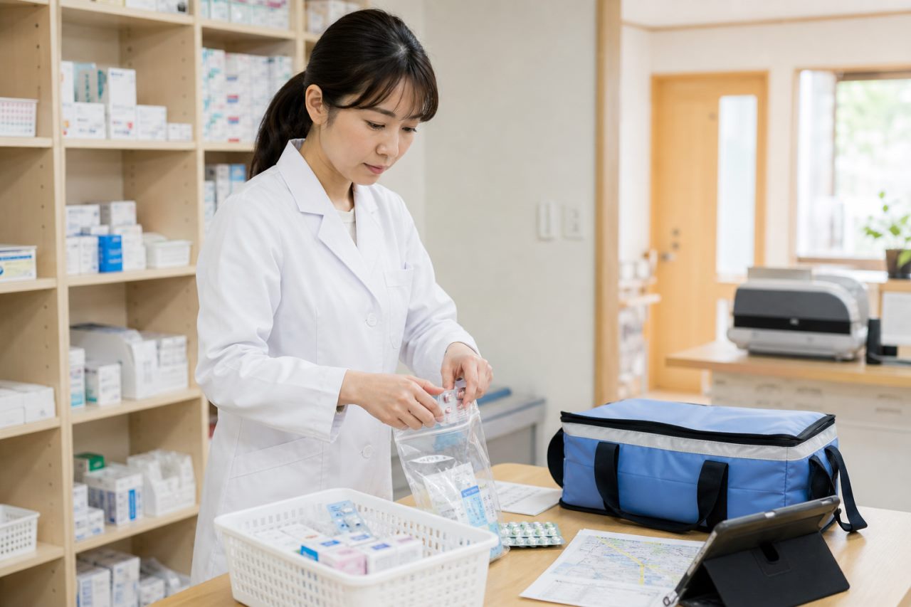 在宅訪問について確認する薬剤師のイメージ