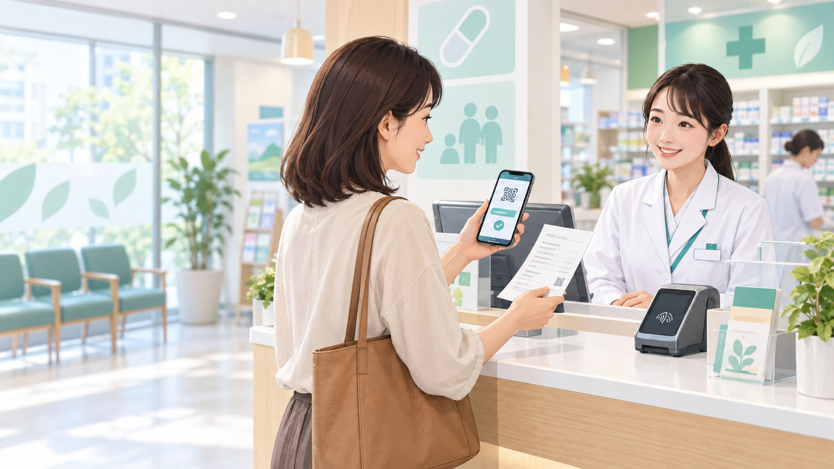 処方薬と市販薬の飲み合わせを薬局で相談するイメージ